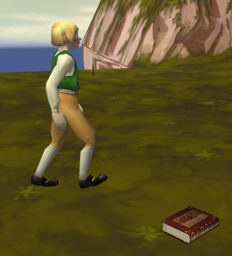 Cloddy Hans walking on island
