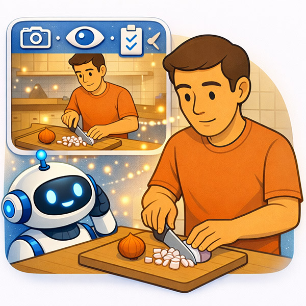 Observer — robot watches human chop vegetables in kitchen