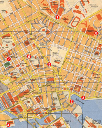 Map of central Stockholm